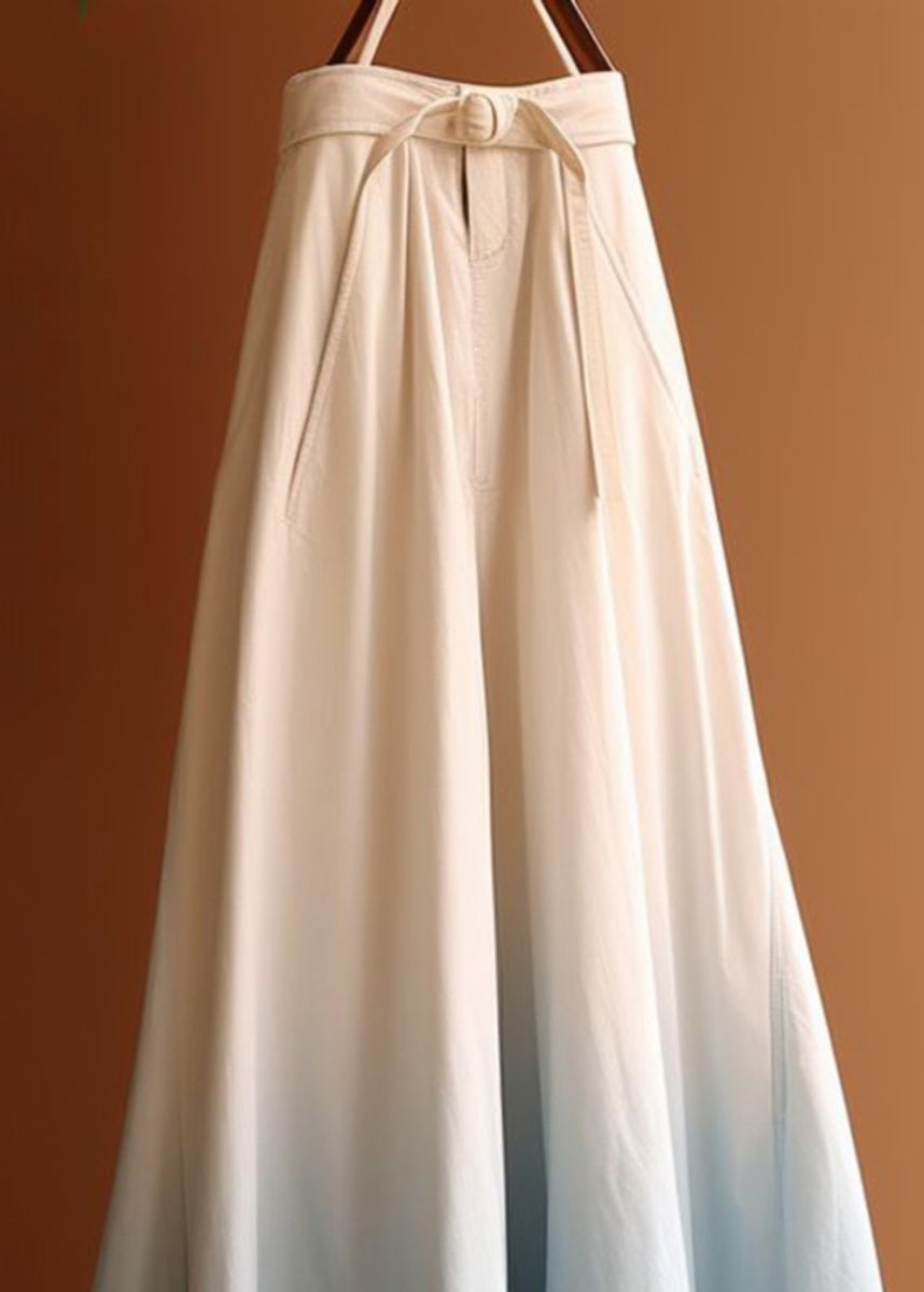 Art Gradient Color High Waist Denim Maxi Skirts Summer
