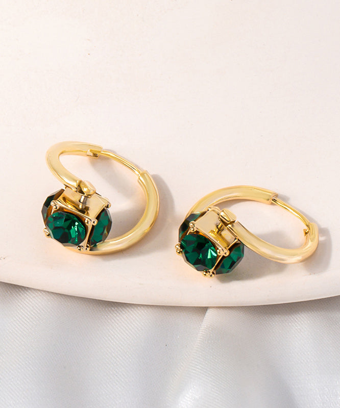Art Green Copper Overgild Zircon Hoop Earrings