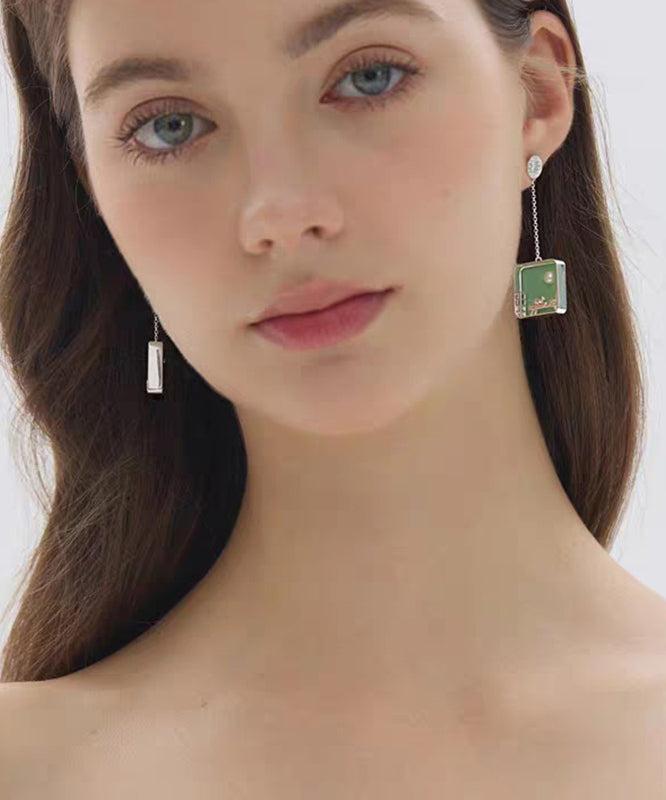 Art Green Sterling Silver Coloured Glaze Drop Earrings