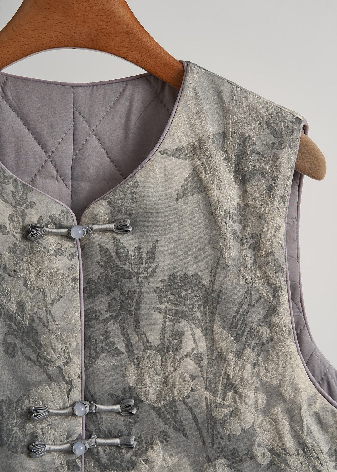 Art Grey Print Patchwork Feather Thick Vests Winter