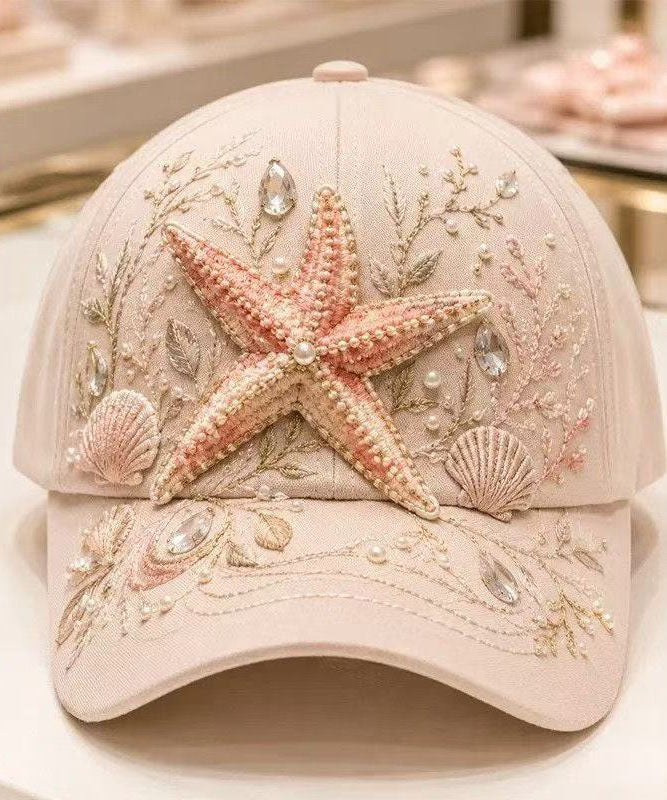 Art Light Pink Starfish Print Cotton Baseball Cap Hat