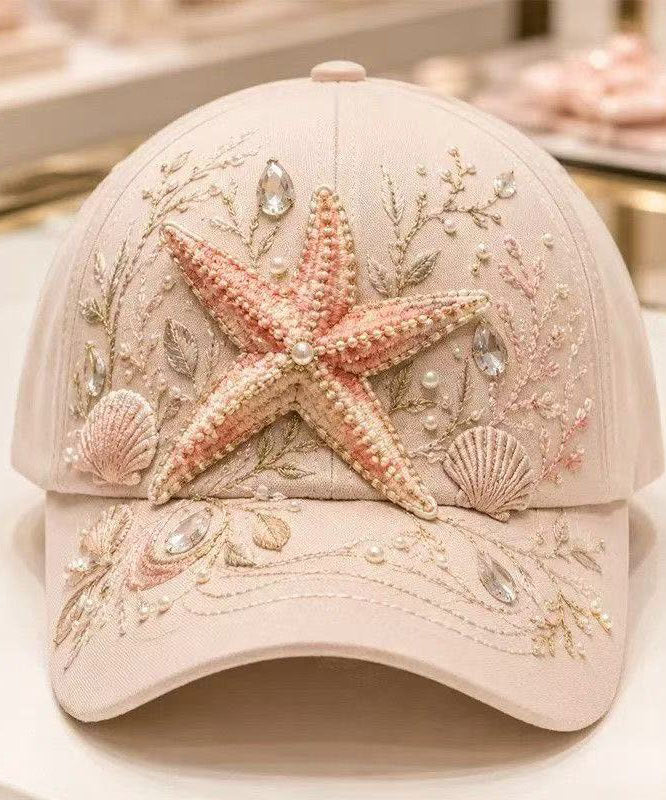 Art Light Pink Starfish Print Cotton Baseball Cap Hat