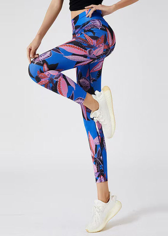 Art Navy Print Seamless Capri Dri Fit Leggings