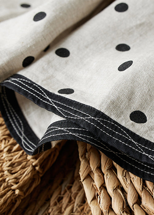Art O Neck Dot Button Cotton Shirts Spring