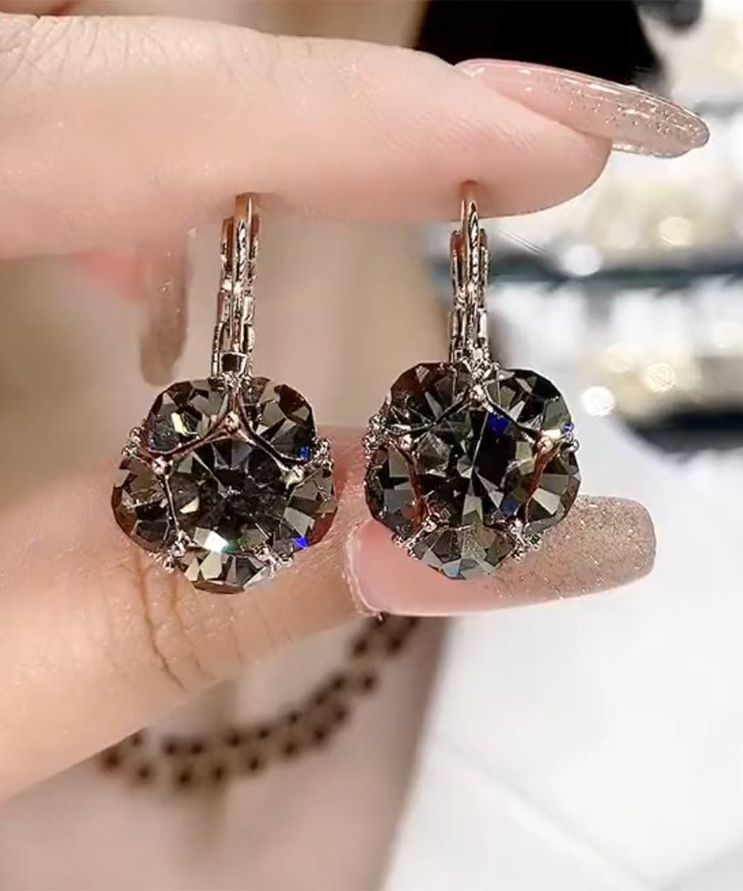 Art Pink Copper Overgild Zircon Hoop Earrings