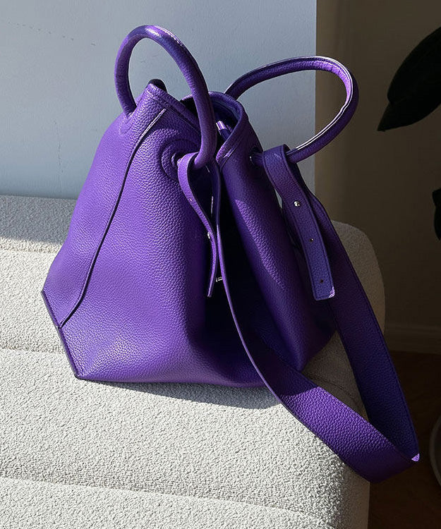 Art Purple Faux Leather Versatile Tote Bag