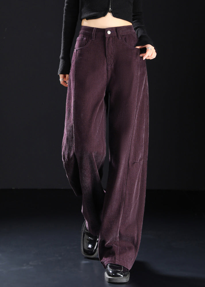 Art Purple Pockets High Waist Denim Pants Spring