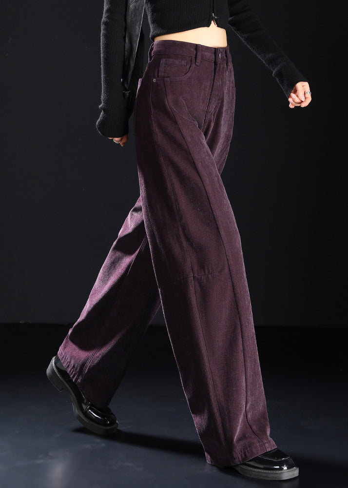 Art Purple Pockets High Waist Denim Pants Spring