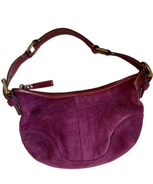 Art Purple Solid Durable Patchwork Fine Suede Saddle Bag