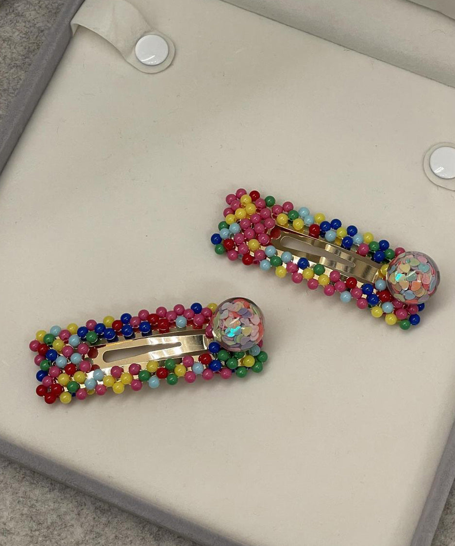 Art Rainbow Alloy Resin Glass Marble Hairpin