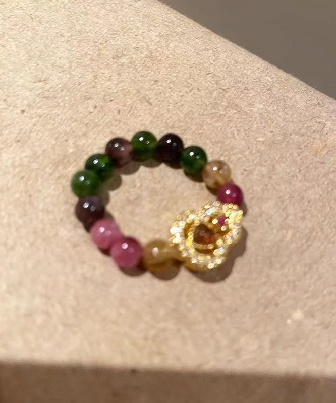 Art Rainbow Sterling Silver Overgild Calabash Beading Rings