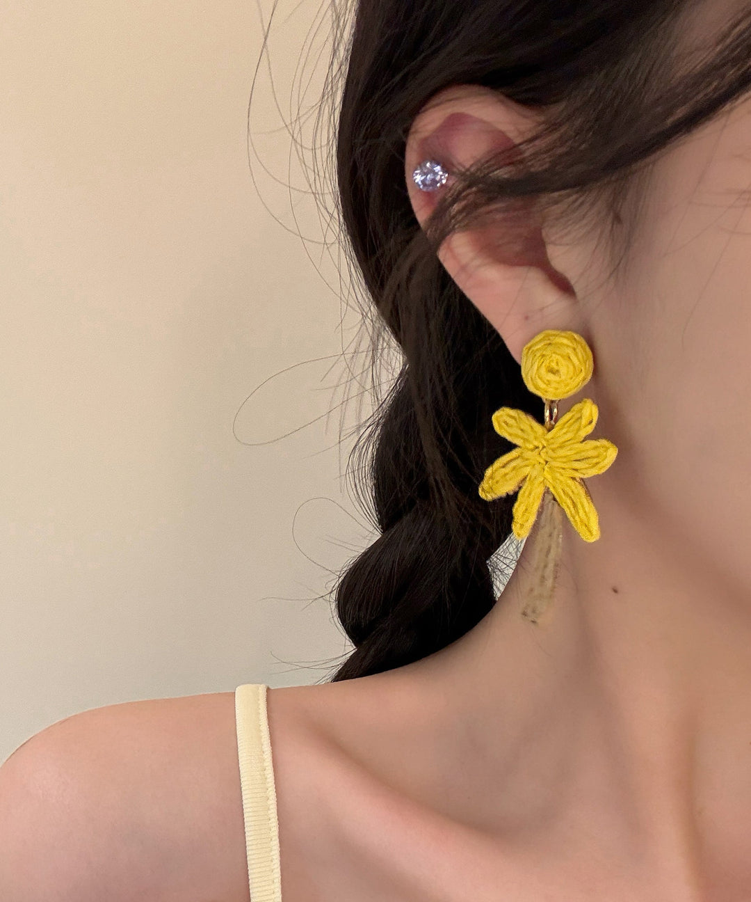 Art Red Alloy Strawberry Weaving Drop Earring