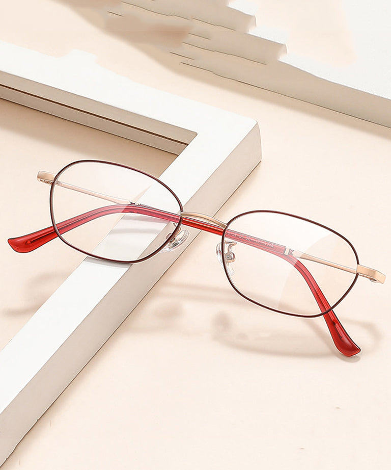 Art Red PC Blue Light Blocking Half Rim Reading Glasses