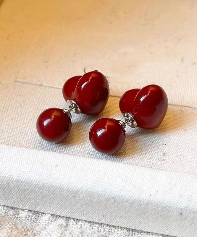 Art Red Sterling Silver Love Twoin One Stud Earrings