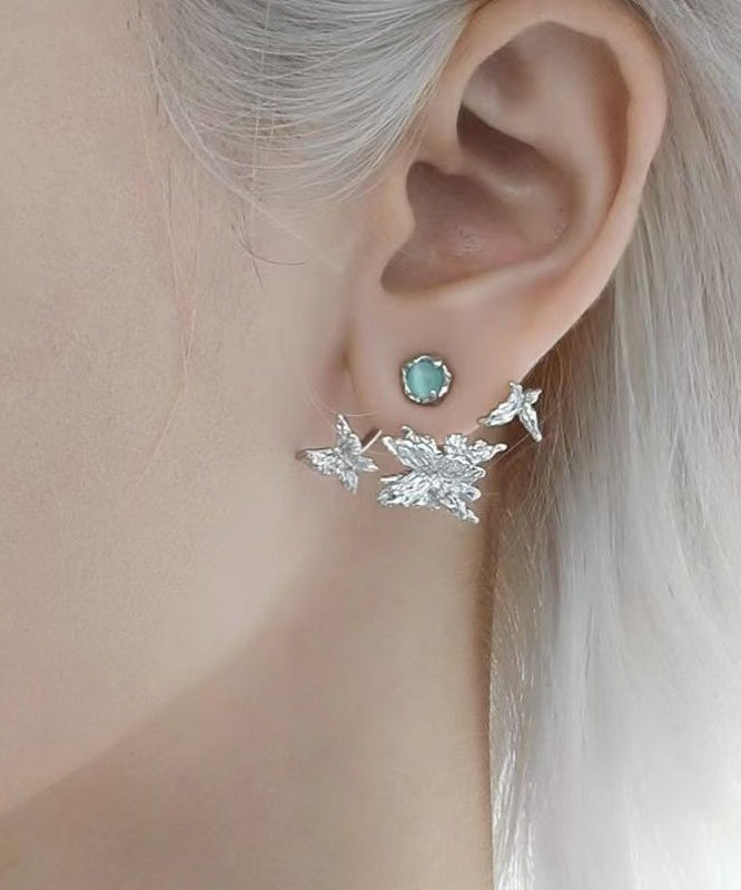 Art Silk Copper Cat's Eye Stone Butterfly Detachable Stud Earrings