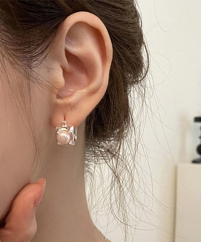 Art Silk Copper Overgild Pearl Stud Earrings