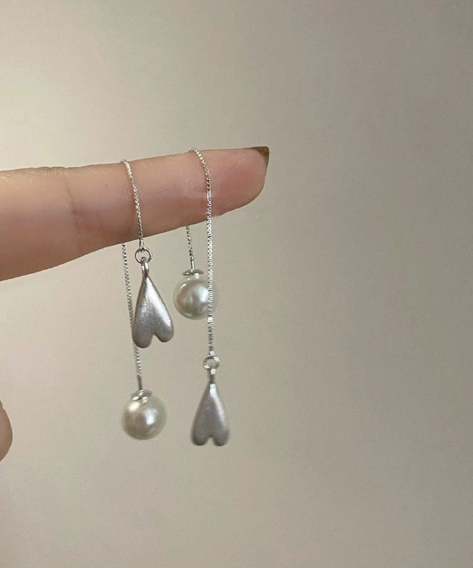 Art Silk Copper Overgild Pearl Tassel Drop Earrings