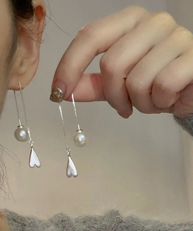 Art Silk Copper Overgild Pearl Tassel Drop Earrings