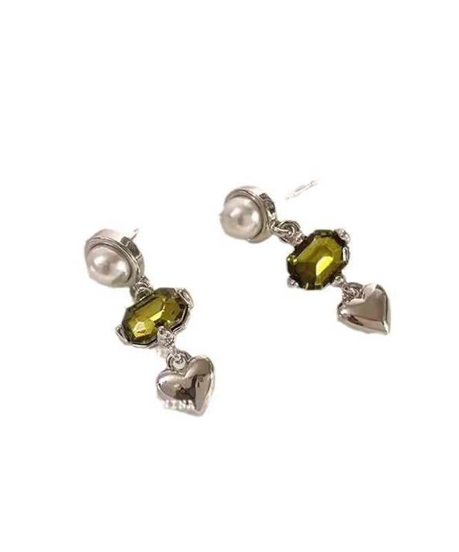 Art Silk Stainless Steel Crystal Pearl Tassel Drop Earrings