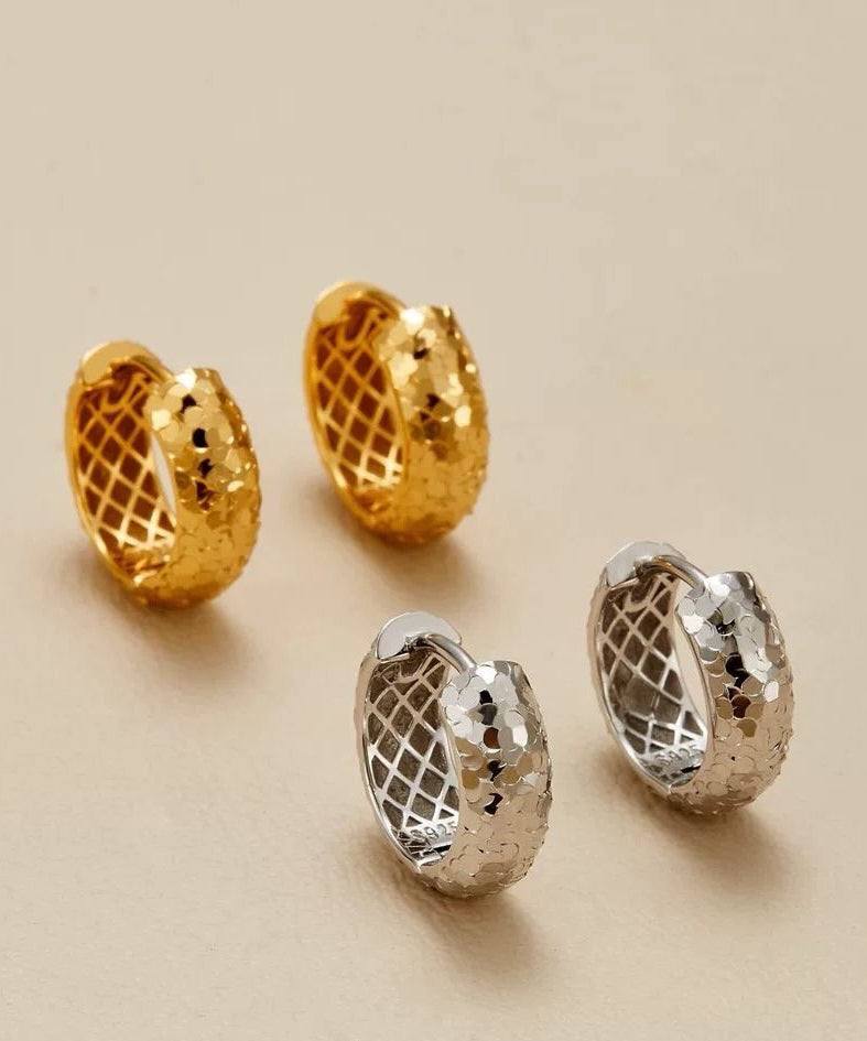 Art Silk Sterling Silver Zircon Hoop Earrings