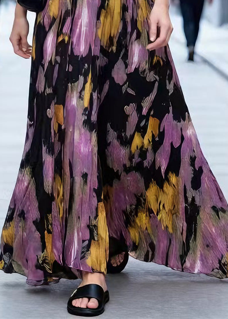 Art Tie Dye Wrinkled Exra Large Hem Chiffon Skirt Summer