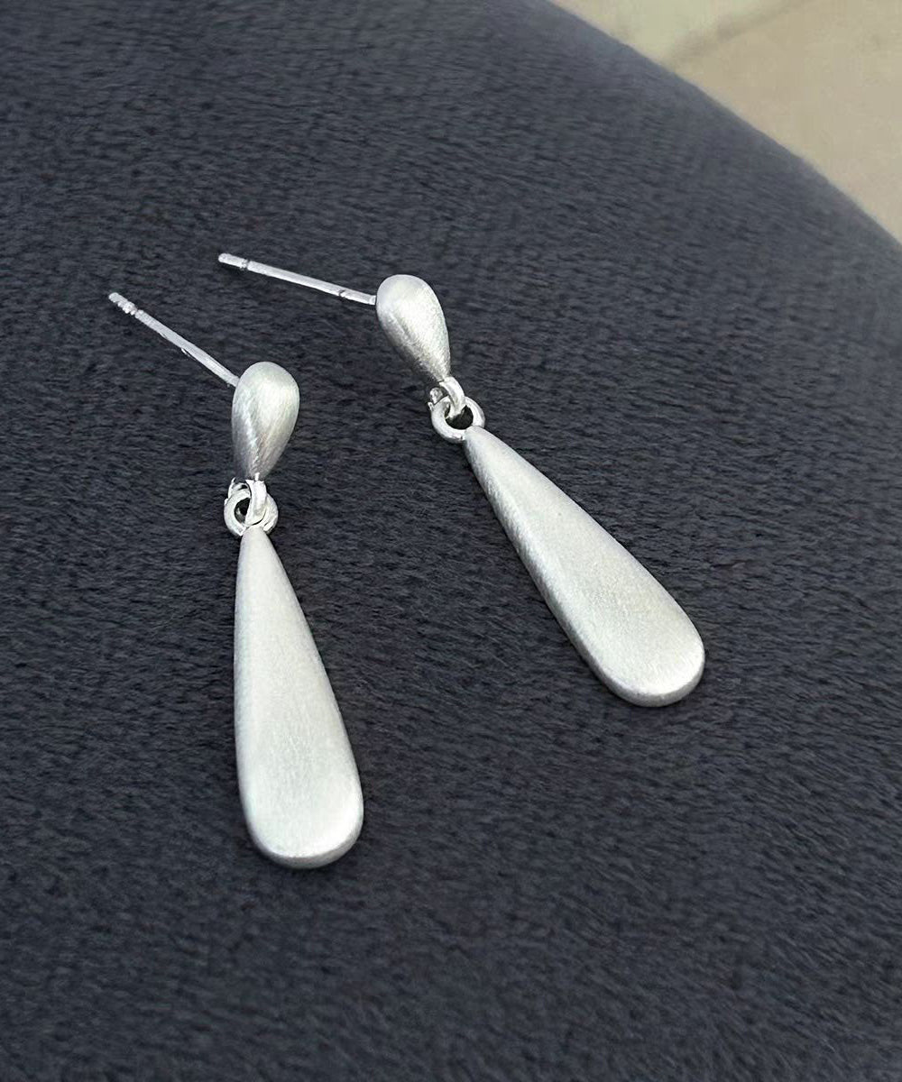 Art White Copper Overgild Dull Polish Water Drop Drop Earrings