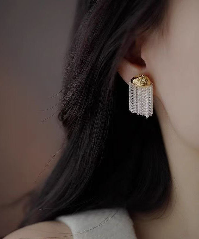 Art White Copper Overgild Tassel Drop Earrings