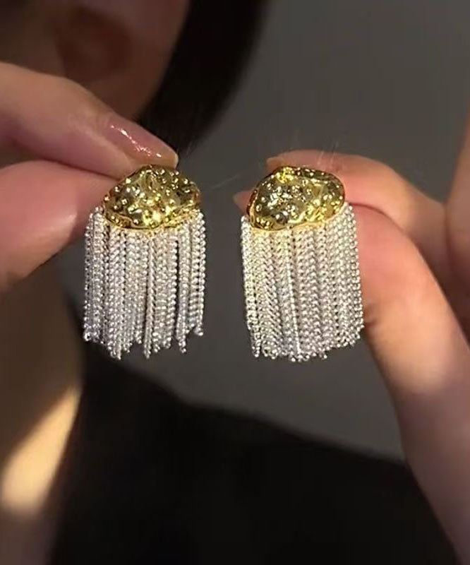 Art White Copper Overgild Tassel Drop Earrings