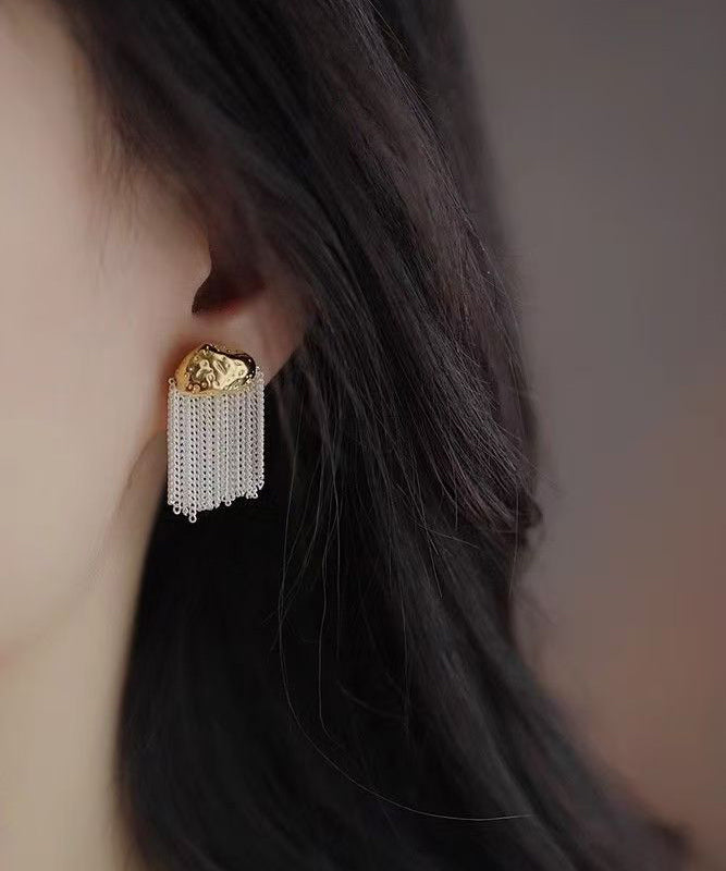 Art White Copper Overgild Tassel Drop Earrings