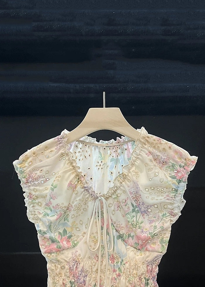 Art White Hollow Out Lace Up Cotton Shirt Summer