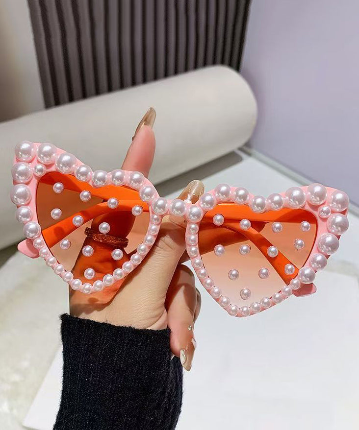 Art White Purple Resin Pearl Peach Heart Sunglasses