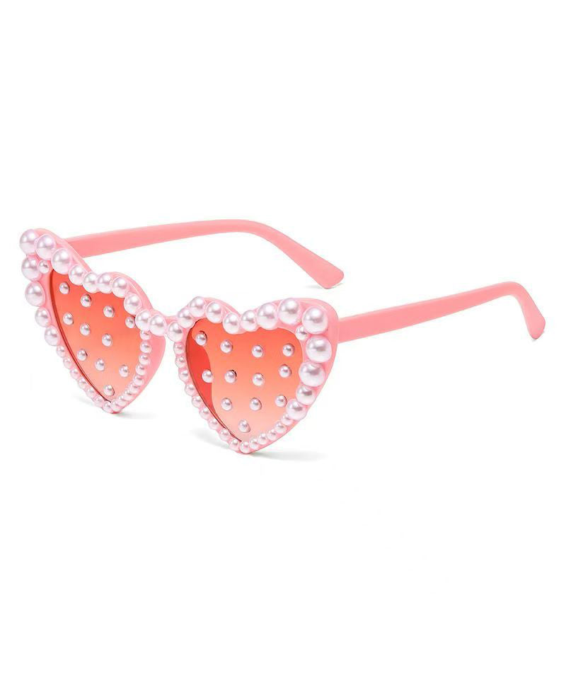 Art White Purple Resin Pearl Peach Heart Sunglasses