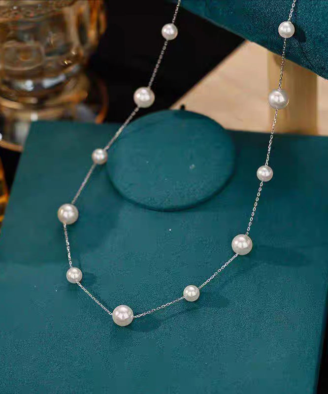 Art White Stainless Steel Alloy Pearl Pendant Necklace