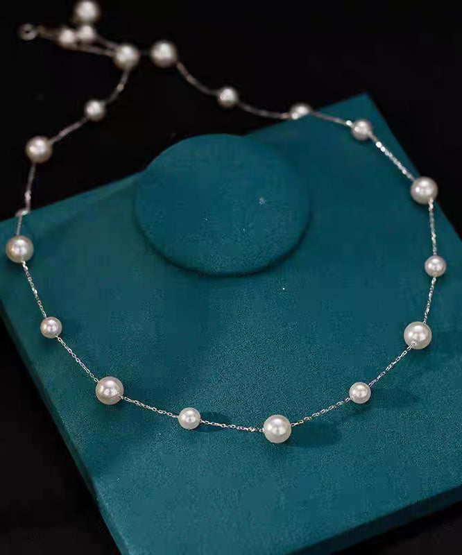 Art White Stainless Steel Alloy Pearl Pendant Necklace