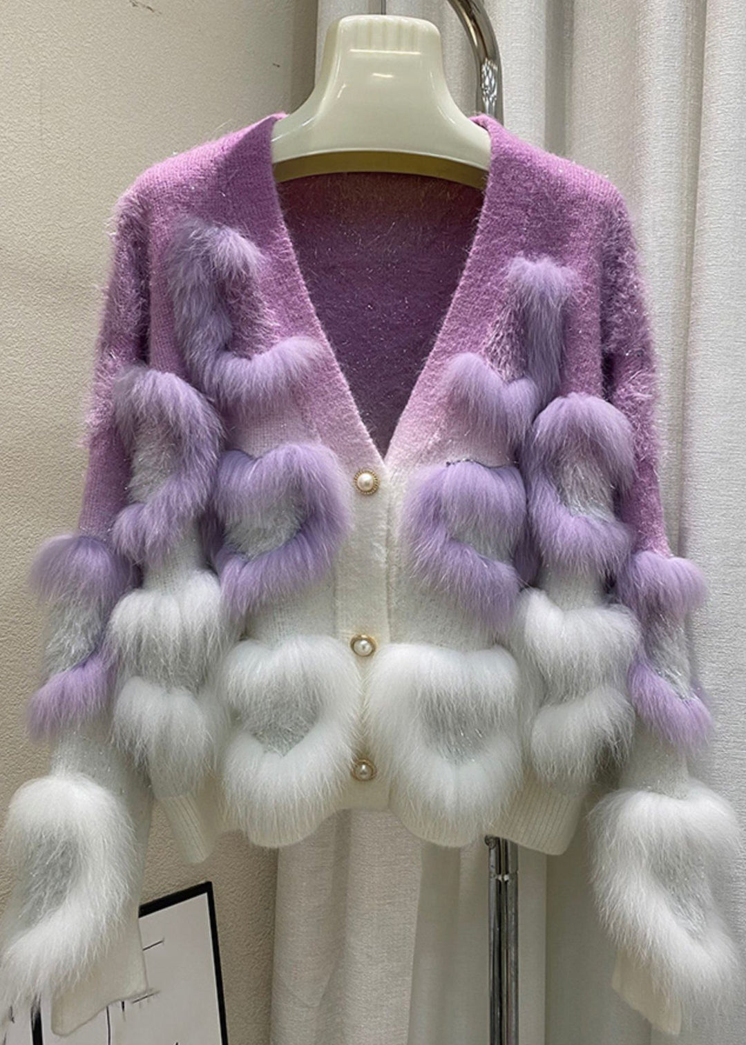 Art Yellow V Neck Patchwork Button Cotton Knit Cardigan Winter