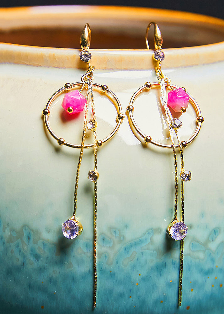 Art Zircon Tassels 14K Gold Long Drop Earrings 2025 new style - Omychic
