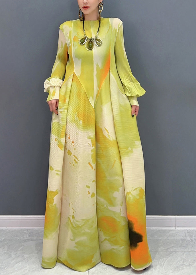Artistry Yellow Chromatic Blended Hues Chiffon Robe Dresses Fall – Omychic