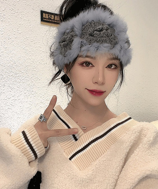 Autumn And Winter Khaki Fuzzy Fur Fluffy Hairbands