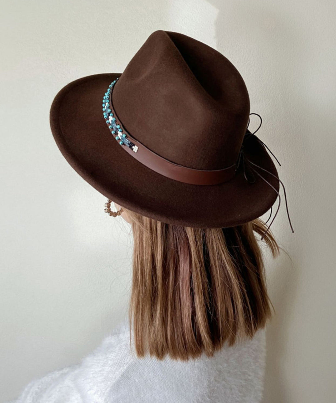 Autumn And Winter New Ethnic Style Coffee Colored Wool Cowboy Hat