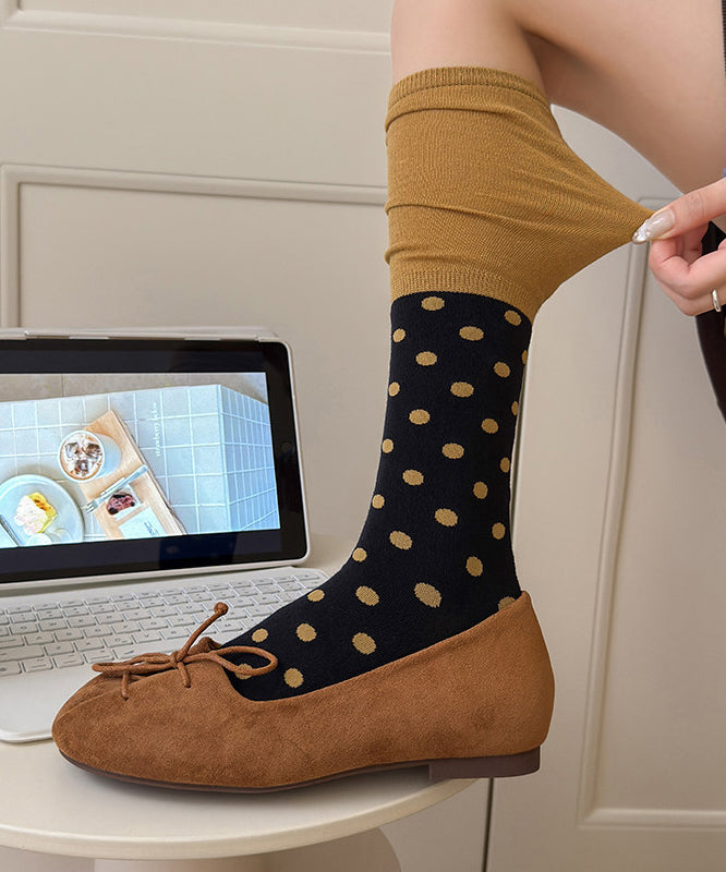 Autumn Polka Dot Japanese Style Color Over The Calf Socks