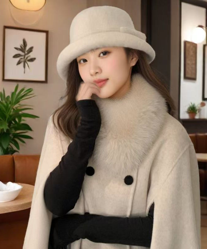 Autumn Winter Elegant Bow Thick Woolen Bucket Hat