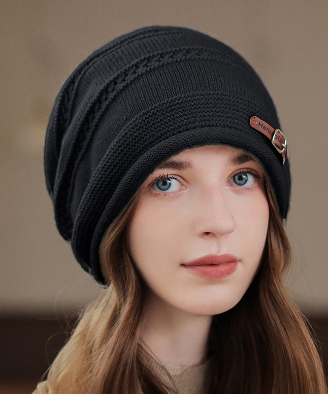 Autumn Winter Khaki Versatile Knit Bonnie Hat