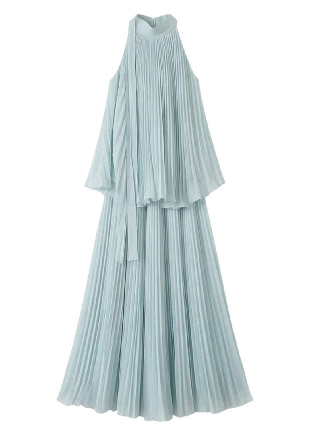 Beach Blue O-Neck Wrinkled Patchwork Solid Top And Wide Leg Pants Two Pieces Set Summer