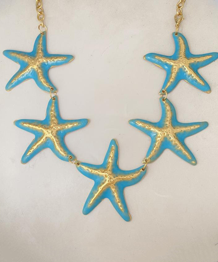 Beach Blue Stainless Steel Shell Starfish Body Chain