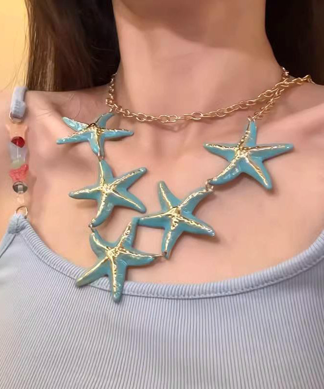 Beach Blue Stainless Steel Shell Starfish Body Chain