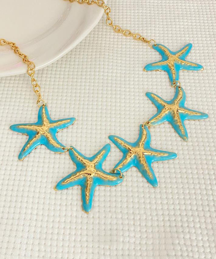 Beach Blue Stainless Steel Shell Starfish Body Chain