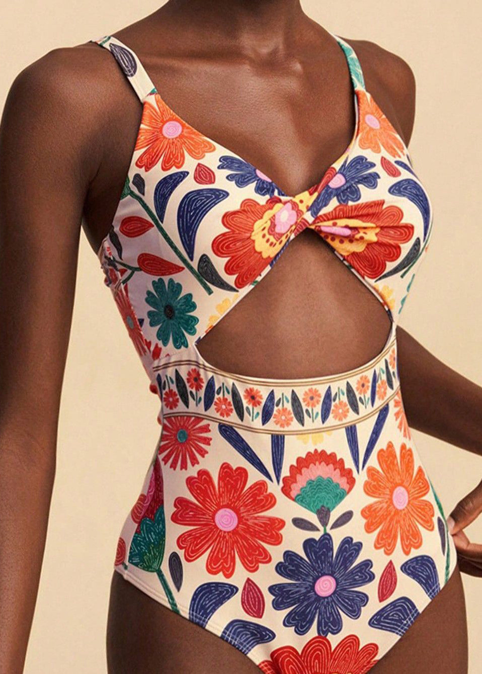 Beach Multicolor Print Holiday Swimwear Bodysuit