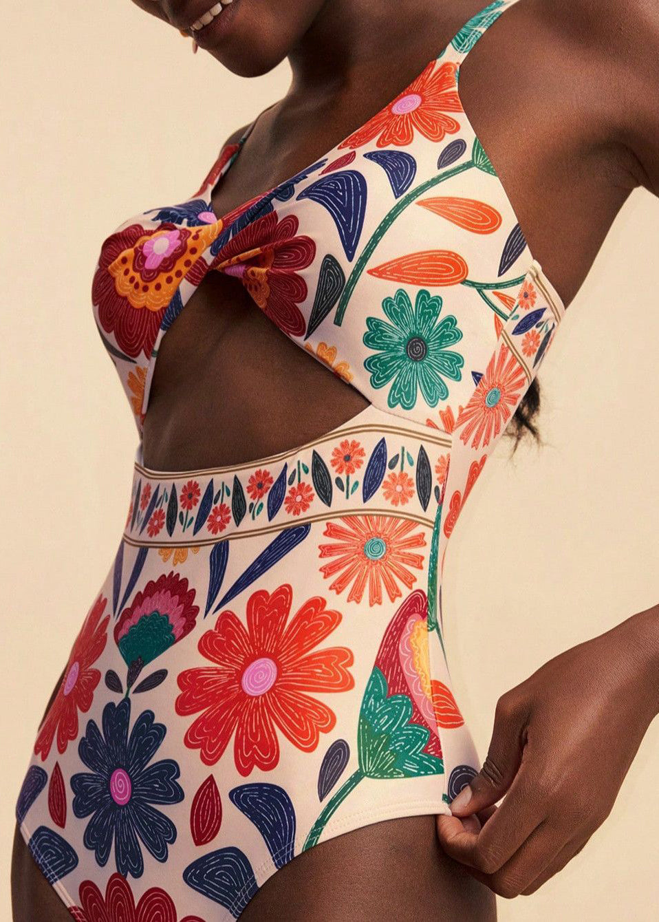 Beach Multicolor Print Holiday Swimwear Bodysuit
