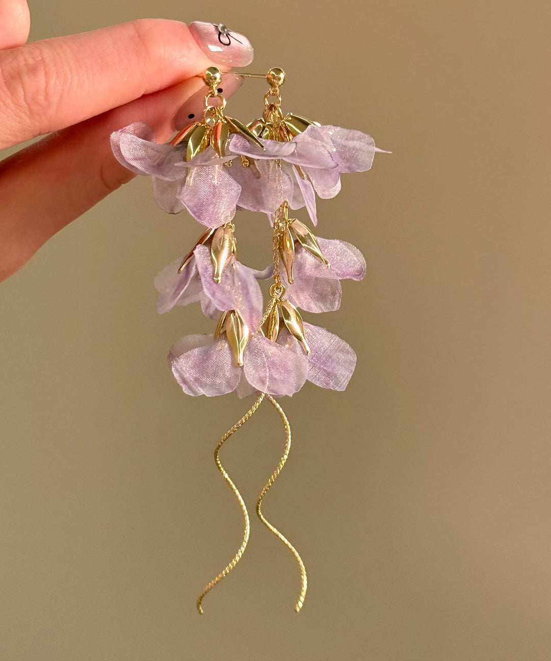 Beach Pink Copper Overgild Chiffon Tassel Drop Earrings
