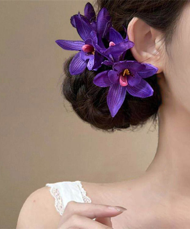 Beach Purple Alloy Floral Holiday Hairpin